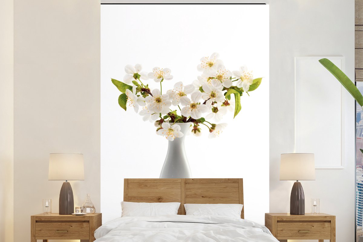 Behang - Fotobehang Stilleven - Vaas - Bloemen - Breedte 145 cm x hoogte 220 cm