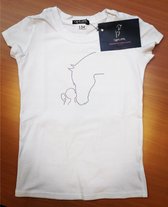 Cavalliera Kids T-Shirt met rose strassdeco paardenhoofd 134 Wit