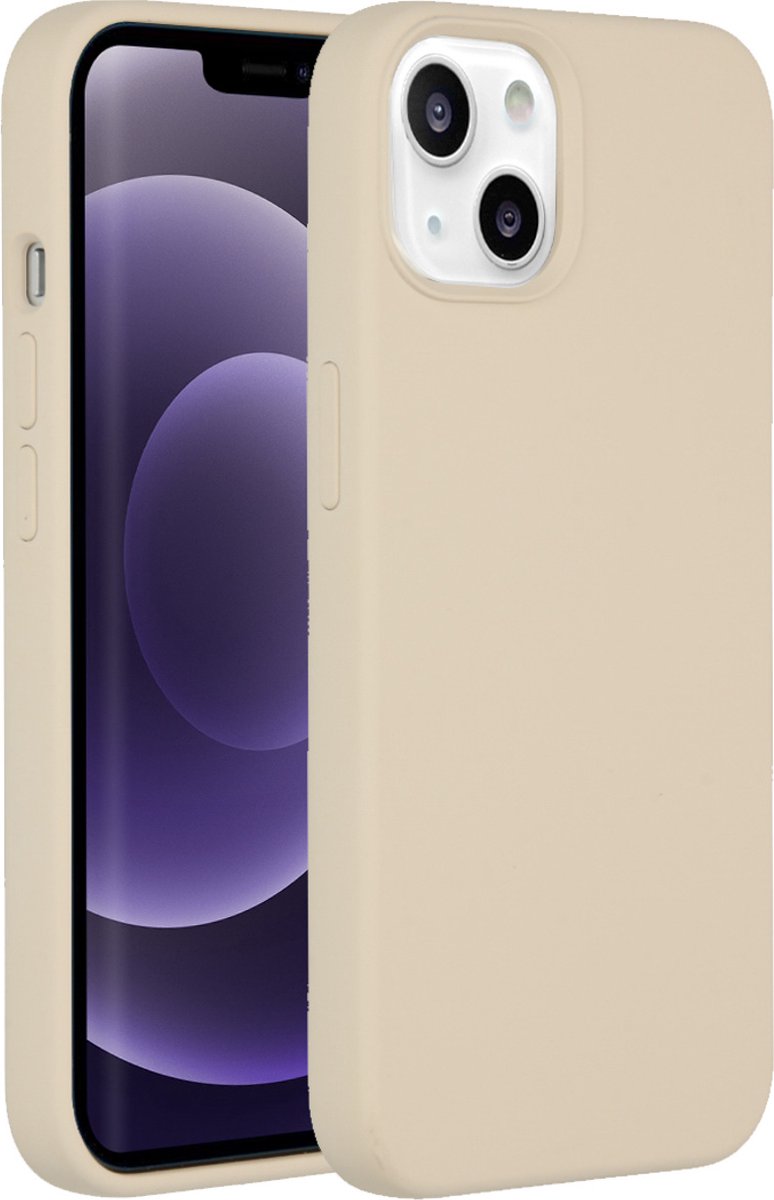iPhone 13 Hoesje Siliconen - Accezz Liquid Silicone Backcover - Beige
