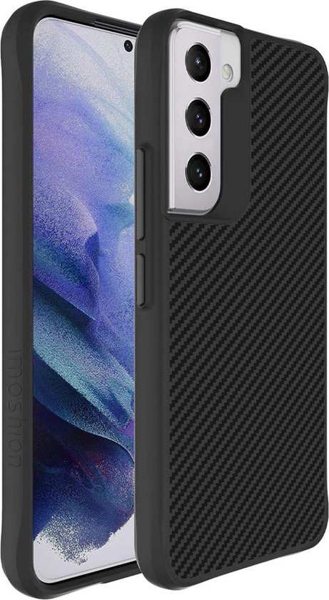 iMoshion Hoesje Geschikt voor Samsung Galaxy S22 Hoesje Shockproof - iMoshion Rugged Hybrid Carbon Case - Zwart