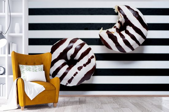 Papier peint photo peint photo vinyle - Donuts rayés largeur 390 cm x hauteur 260 cm - Tirage photo sur papier peint (disponible en 7 tailles)