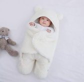 Couverture bébé - Gigoteuse bébé - Capuche - Ours - Gigoteuse - Mixte - Garçons - Filles - Doux - Bébé - Lange - Couverture - 0 à 6 mois - Wit
