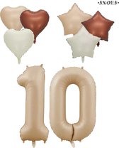 Snoes XXL Cijfer ballon 10 - Nude Kleur Satijn Caramel Nummerballon