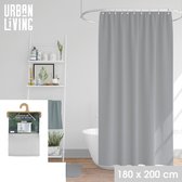 Urban Living Douchegordijn met ringen - steengrijs - polyester - 180 x 200 cm - Voor bad en douche
