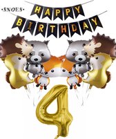 Snoes Ballonnen Bosdieren Extra – Dieren Feestpakket Cijferballon 4 - Kinderverjaardag Versiering
