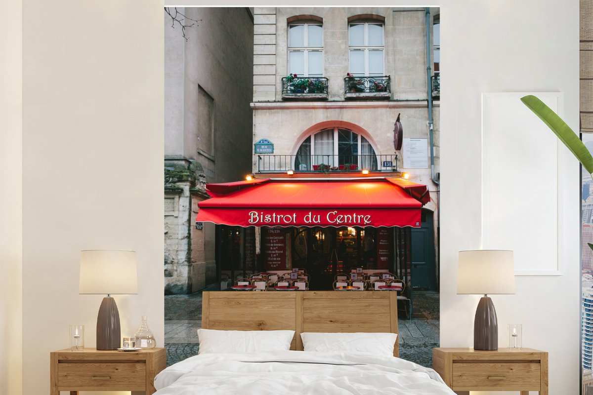 Behang - Fotobehang Frankrijk - Café - Stad - Breedte 195 cm x hoogte 300 cm