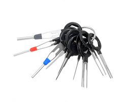 Ontgrendelingsgereedschap autostekker, uitspingereedschap, 11 stuks terminal removal Tool kit, draad connector pin extractor, steekverbinding demontage, gereedschap pin trekker, kabel stekker demontage