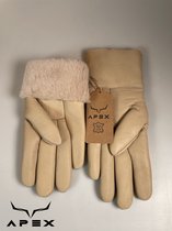 Apex Gloves - Dames Leren Handschoenen - Hoge kwaliteit %100 Schapenleer - Wit - Winter - Extra warm - Maat L