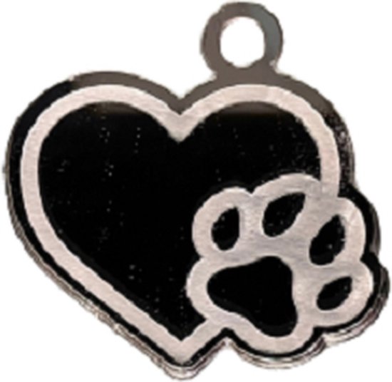 LBM Sleutelhanger hart met hondenpoot - zilver