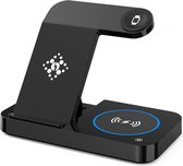 DrPhone LegendX Opvouwbare Draadloze Oplader - 4-in-1 Draadloos Laadstation -15W Oplaadstandaard – Geschikt voor alle Smartphones met draadloze functie / Samsung Watch 5/4/3 / Active 2 / Galaxy Buds/ Airpod 2 (Pro)