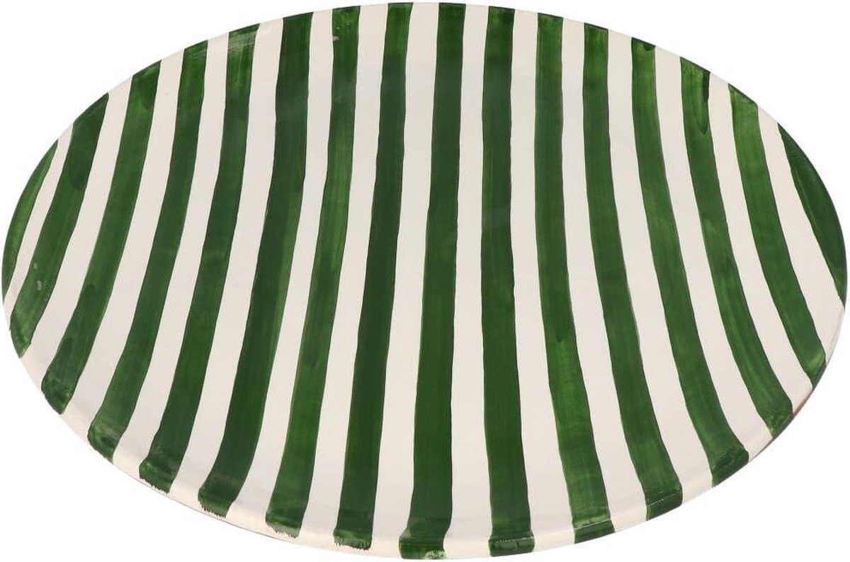 Casa Cubista - Serveerplateau met streeppatroon donkergroen 40cm - Schalen