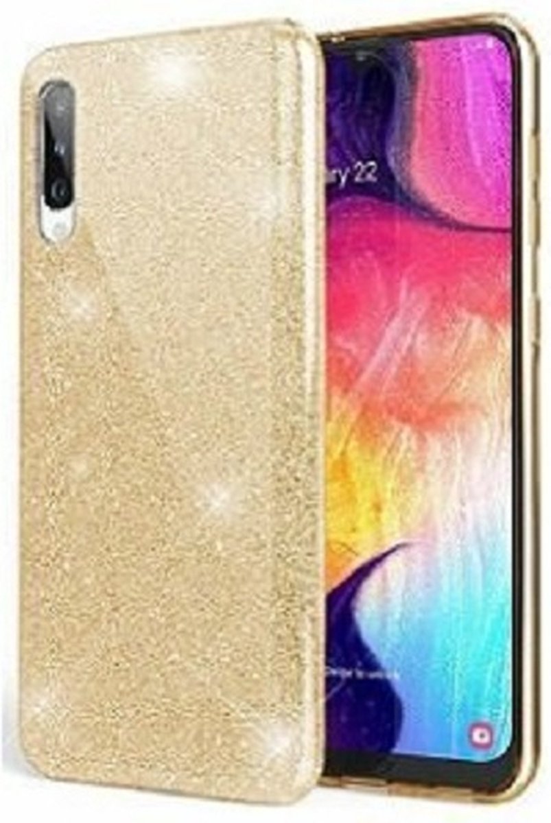 Samsung A70 Siliconen Glitter Hoesje Goud