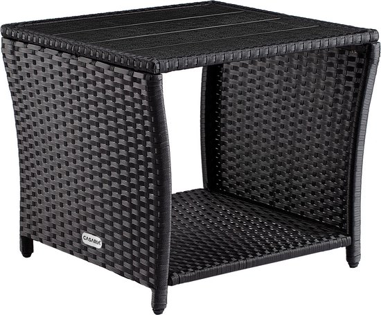 Foto: Casaria polyrattan bijzettafel wpc tafelblad 45x45x40cm zwart