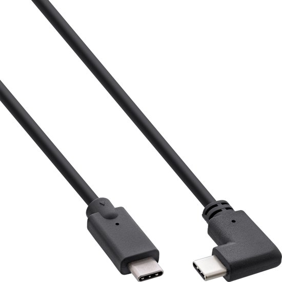 USB-C Kabel - Een kant haaks - USB 3.2 Gen 2 - 0,5 meter - Zwart