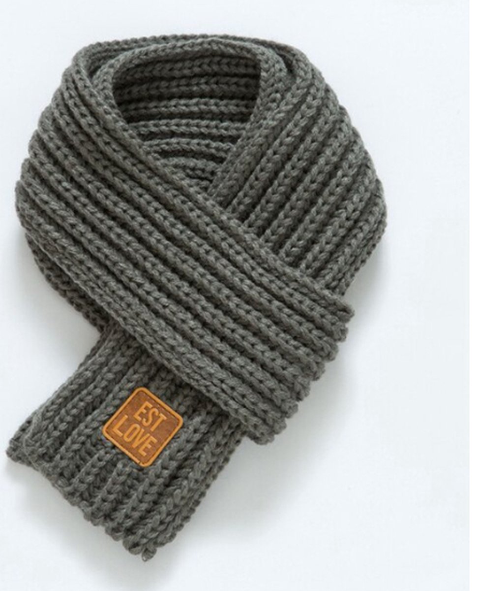 Warme Gebreide sjaal van 100% Katoen Winter/herfst Kinderen Baby/Jongens/Meisjes Kleur: Dark Grey