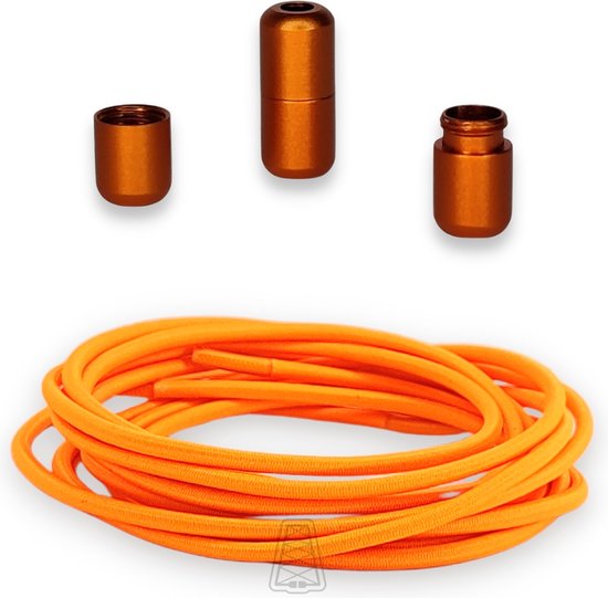 Agletless® Oranje Ronde Dunne Elastische Veters Zonder Strikken 3mm - 1 Paar - Kinderen & Volwassenen | One-Size-Fits-All