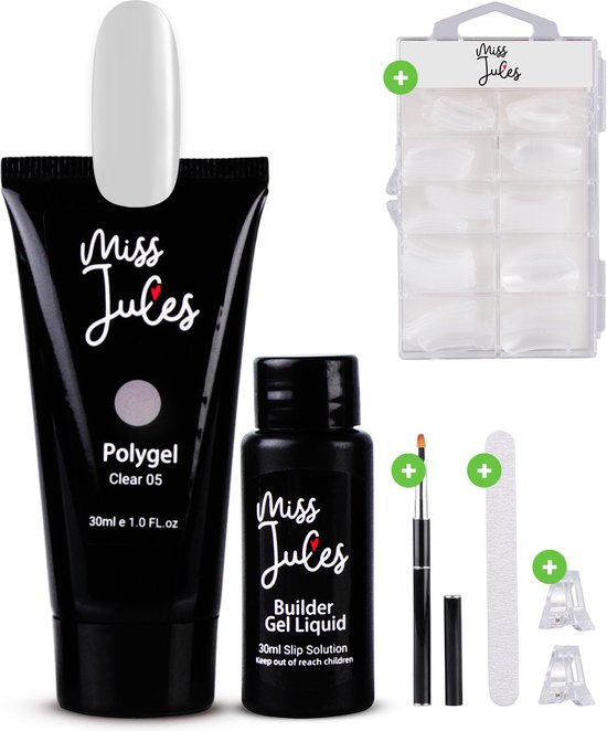 Miss Jules® Polygel Kit - 30 ml Clear - Polygel Nagels Starterspakket – Polygel Set Incl. Instructievideo (NL) – Polygel Starters Kit - Miss Jules