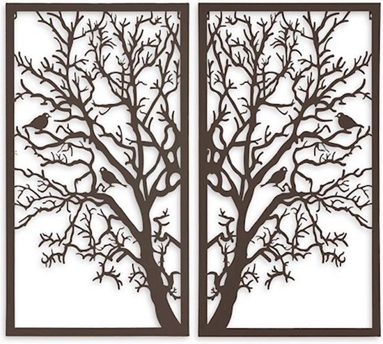 Levensboom AN IRON TREE OF LIFE WALL DIPTYCH Breedte: 82 Lengte: 75 cm