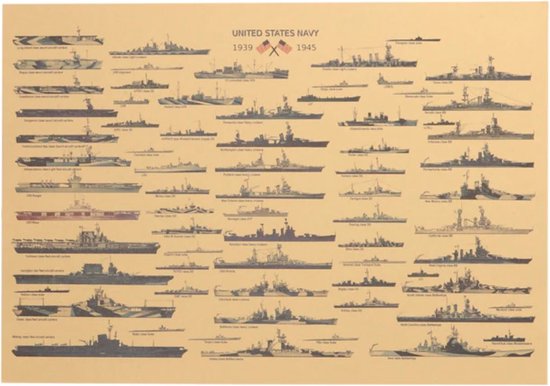 Poster wereldoorlog schepen kraftpapier 51x36 cm