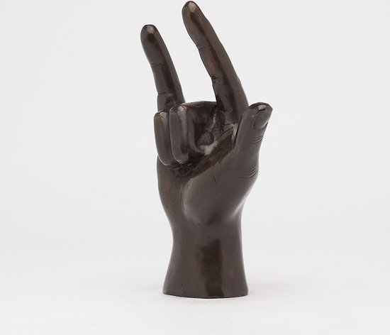 SOOKA® | Brons | Bronzen Beeld | I LOVE YOU Hand Signaal Sculptuur in Messing | Woondecoratie | Kunstobject | Binnen - SOOKA®