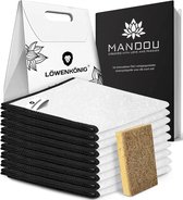 LÖWENKÖNIG - MANDOU Edition - 9x Premium reinigingsdoeken van 100% bamboe zonder microvezel voor huishoudelijk - universele doeken voor hoogglans keuken, spiegel, badkamer en auto [23x18cm]