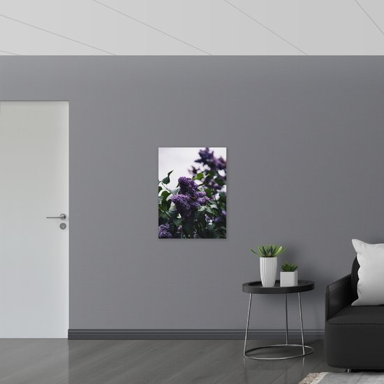 WallClassics - Drapeau - Papillon sur Fleurs Violettes - 60x80 cm Photo sur Drapeau Polyester