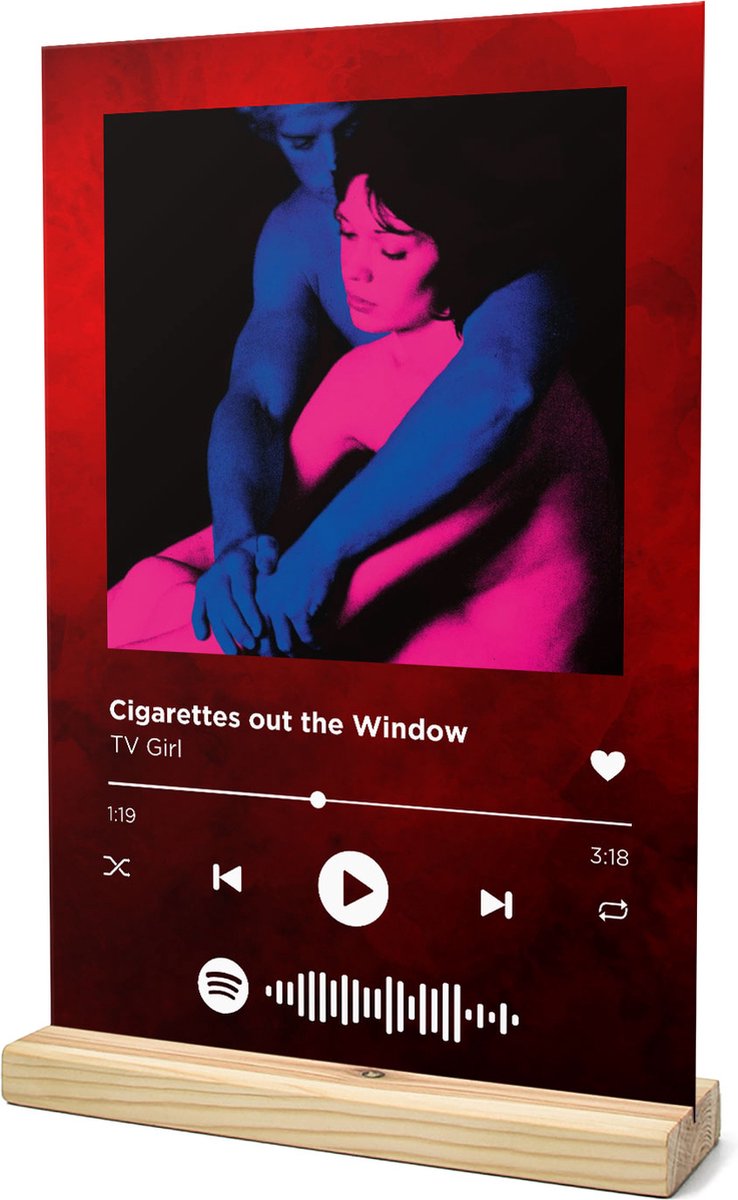 Songr Spotify Muziek Bordje - TV Girl Cigarettes out the Window - Rood -  20x30 cm