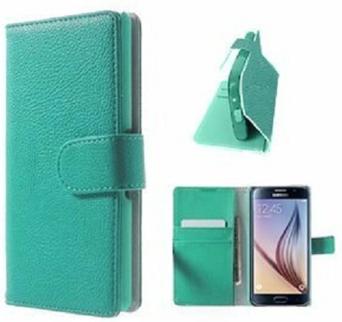 Samsung S6 Hoesje Met Pasjeshouder Bookcase Turquoise