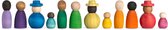 Houten poppetjes familie - 12 stuks - Regenboogkleuren - Open einde speelgoed - Educatief montessori speelgoed - Grapat style