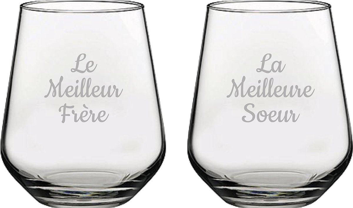 Drinkglas gegraveerd - 42,5cl - Le Meilleur Frère & La Meilleure Soeur