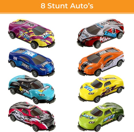 Inhalen calorie uitvoeren Stunt Auto's - Speelgoed Auto - Set van 8 stuks - Veilig voor kinderen |  bol.com