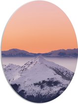WallClassics - Panneau de mousse PVC ovale - Sommet d'une Berg avec de la neige - 51x68 cm Photo sur ovale (avec système de suspension)