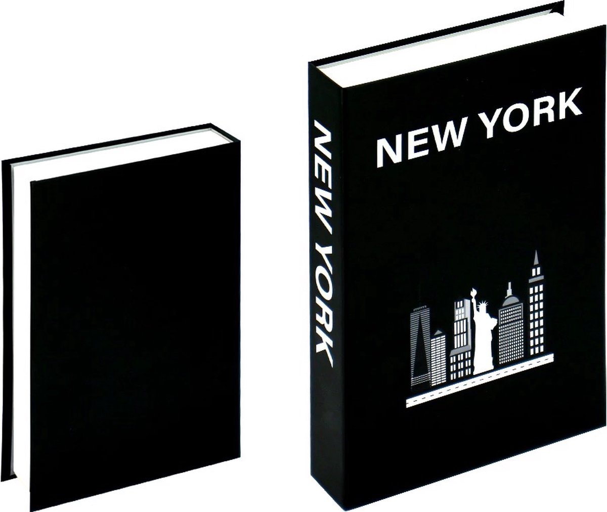 Opberg boek - New york - Zwart - Opbergbox - Opbergdoos - Decoratie woonkamer - Boeken - Nep boek - Opbergboek