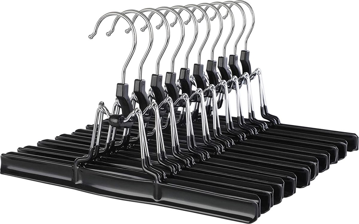 TopHangers [Set van 8] - Mooie metalen broekklem, broekhangers met zwart anti-slip / rokhangers kreukvrij ophangen door 2 klemmen