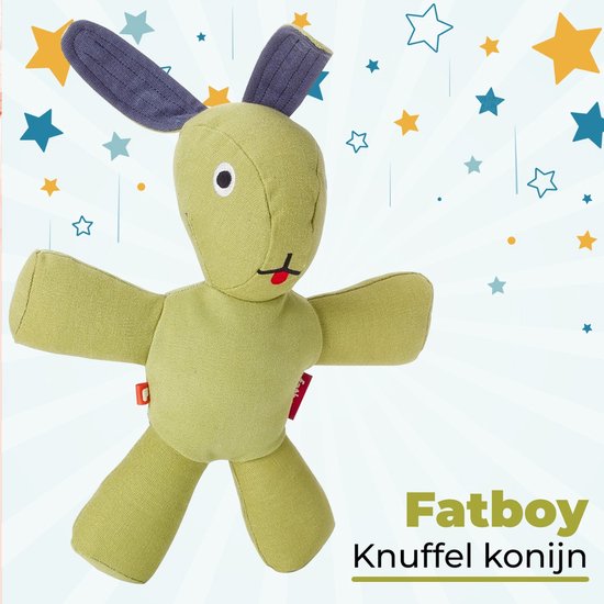 Knuffel Konijn Fatboy Knuffelkonijn - CO9 Mini - Lime Groen - Hoogwaardig Kwaliteit- Knuffel voor jou- Baby cadeau voor baby- Hippe Kraam Cadeau