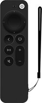 DrPhone AT3 Siliconen Case – Geschikt voor Apple TV 4K Siri Remote 2nd Genaration 2021 Afstandsbediening - Zachte Cover – Anti-slip & Schokbestendig met Draagkoord - Zwart