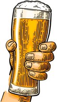 Bier Bierglas In Hand Full Color Strijk Applicatie Small 5.5 cm / 10 cm / Oranje Geel Wit