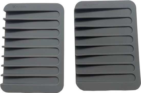 Zeepbakje, 2 stuks, silicone, grijs, lichtblauw, zonder boren, met