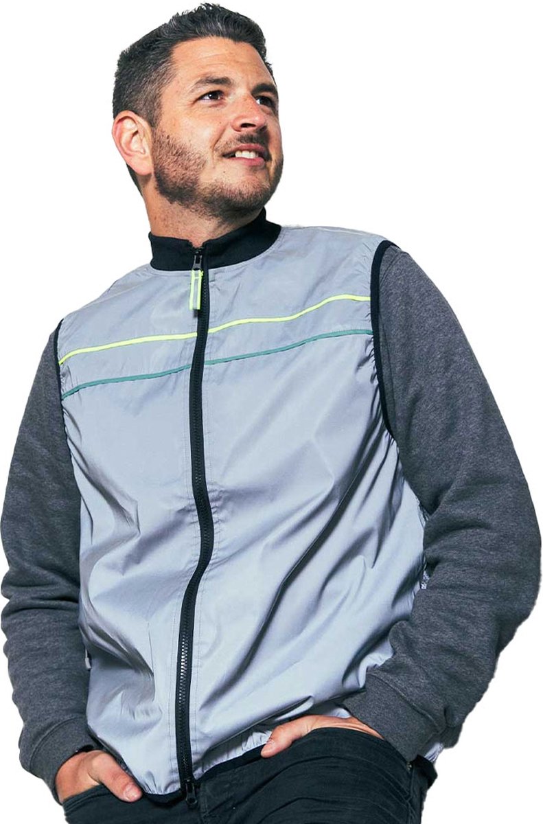 GOFLUO - Fluo Hesje Volwassenen George - Reflecterend - Hardloopvest - Fiets accessoires - Sporten - XXS - Grey reflective