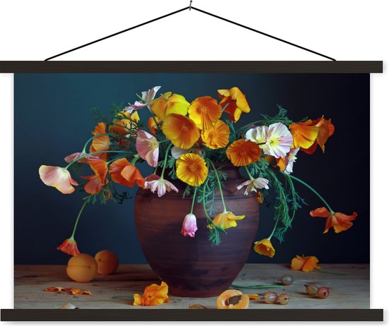 Porte-affiche avec affiche - Affiche scolaire - Vase - Couleurs - Nature morte - 90x60 cm - Lattes noires