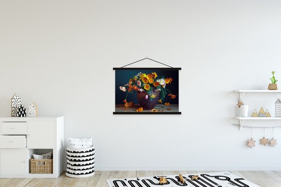 Porte-affiche avec affiche - Affiche scolaire - Vase - Couleurs - Nature morte - 90x60 cm - Lattes noires