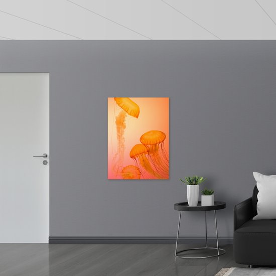 WallClassics - Panneau en mousse PVC - Méduse Oranje - Photo 75x100 cm sur panneau en mousse PVC (avec système d'accrochage)