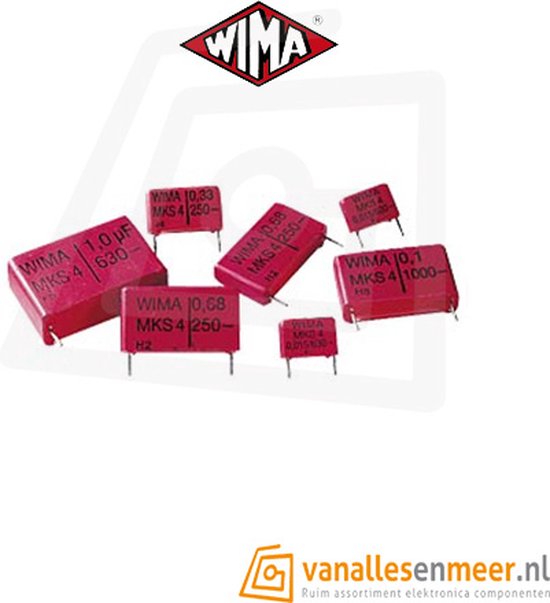 0.1UF 63V 10% POLYESTER FILM BOX TYPE CAPACITOR WIMA MKS2