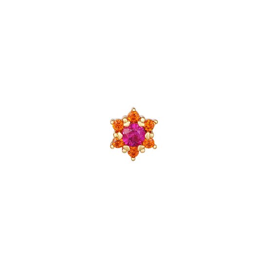 Piercing bloem - Goud - Roze/Oranje