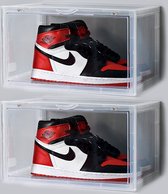 2-pack Kicksafe® Sneaker Box - Schoenenopberger - Stapelbaar - Sideways (met Deurtje en Magneetjes) - 2 stuks - Transparant