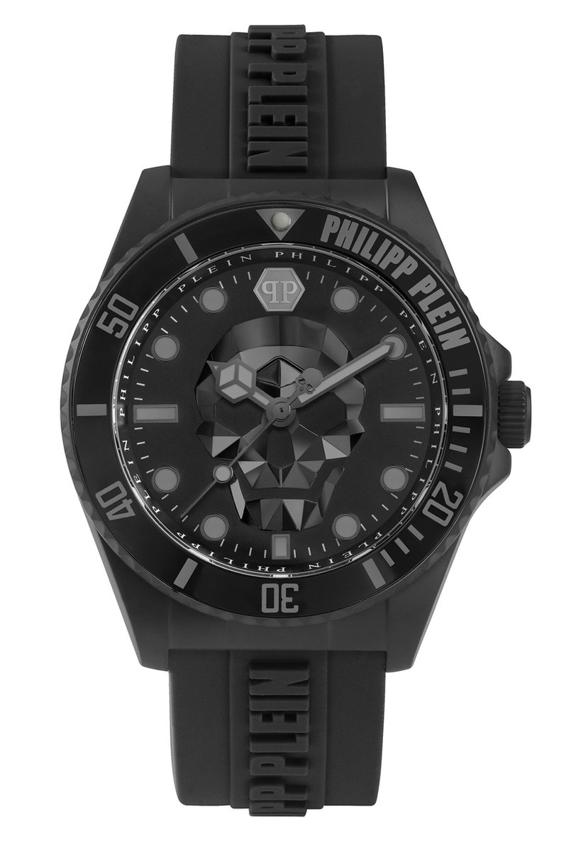 Philipp Plein The $Kull Diver PWOAA0422 Horloge - Siliconen - Zwart - Ø 44 mm