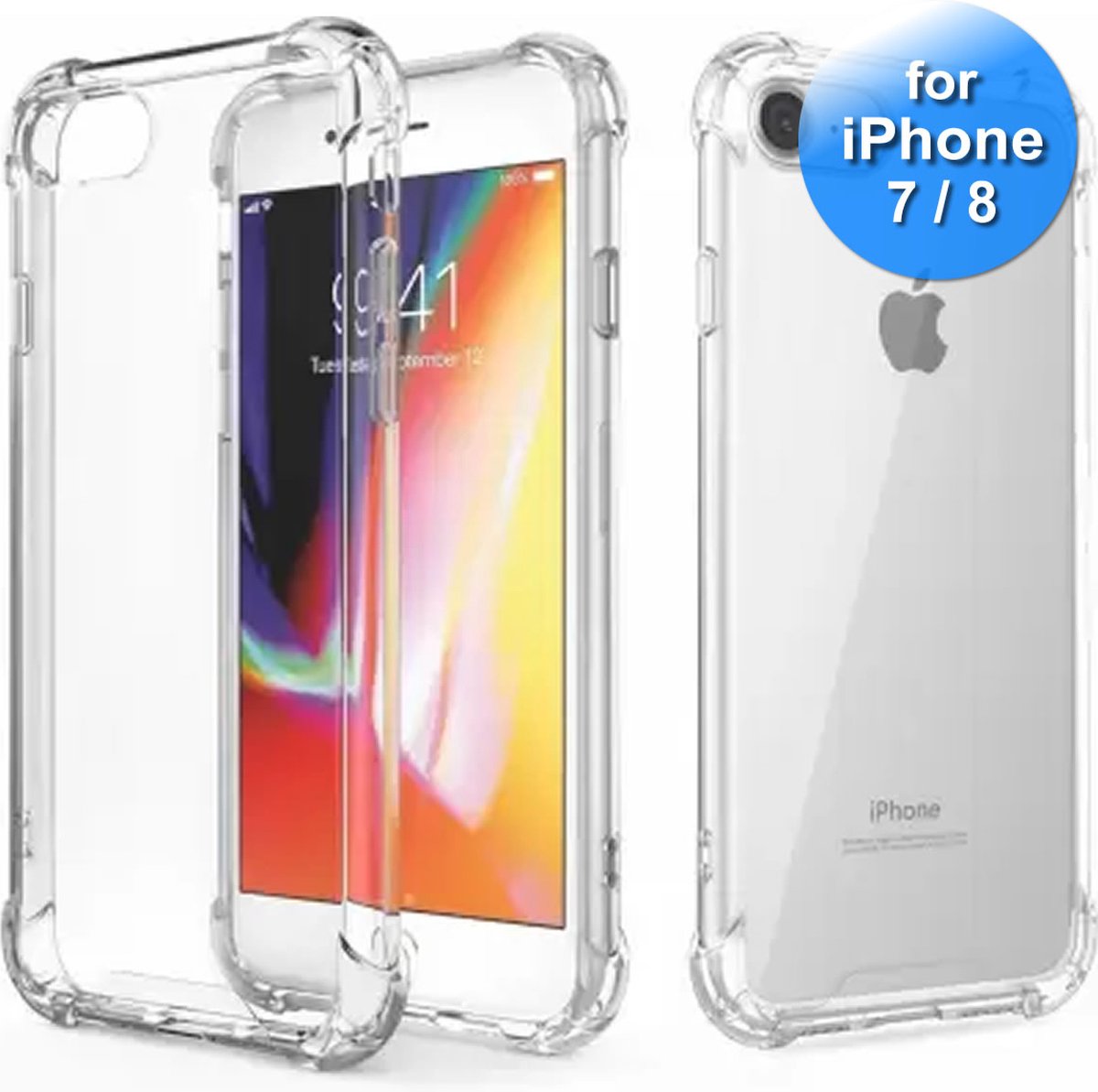 Hoesje geschikt voor iPhone 7 en iPhone 8 - Anti Shock Cover - Hard Back Cover - Transparant