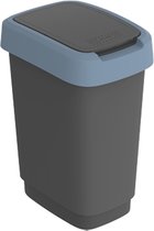 Rotho Twist Swing - Poubelle 10L avec couvercle à charnière - Collecteur de déchets de recyclage - Sans BPA - Zwart/ Bleu foncé