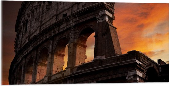 WallClassics - Acrylglas - het Colloseum monument bij zonsondergang - Rome - 100x50 cm Foto op Acrylglas (Met Ophangsysteem)