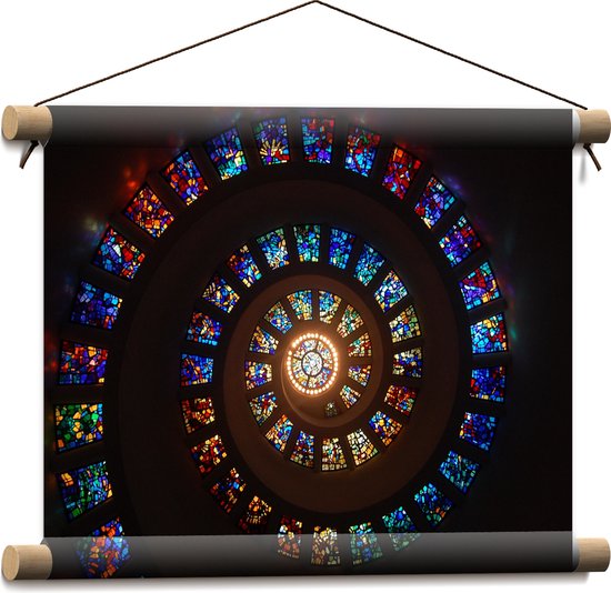 WallClassics - Textielposter - Glas-in-lood Kunst - 40x30 cm Foto op Textiel